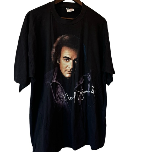 Vintage Neil Diamond US Tour 1996 Band Tee Black Purple Headshot Preloved Sz XL - Picture 4 of 13